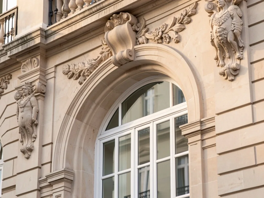 Detalle arquitectónico de edificio público en Madrid